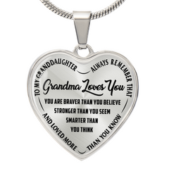 Engraved Grandma Loves You Heart Necklace, Personalized Gift