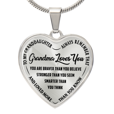 Engraved Grandma Loves You Heart Necklace, Personalized Gift