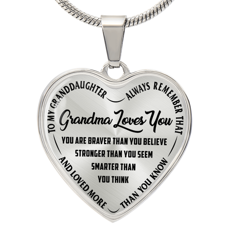Engraved Grandma Loves You Heart Necklace, Personalized Gift