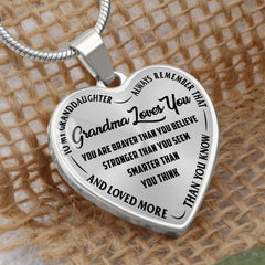 Engraved Grandma Loves You Heart Necklace, Personalized Gift