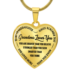 Engraved Grandma Loves You Heart Necklace, Personalized Gift