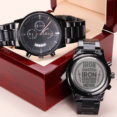 Engraved Iron Sharpens Iron Proverbs 27:17 Men's Watch, Personalized Gift