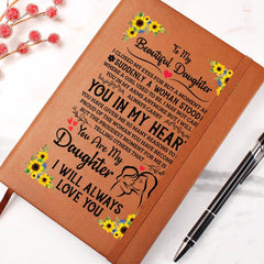 Engraved To My Daughter Proud Leather Journal, Personalized Gift