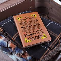 Engraved To My Daughter Proud Leather Journal, Personalized Gift
