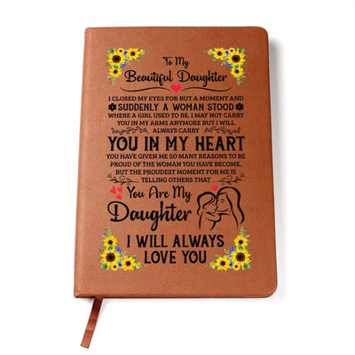 Engraved To My Daughter Proud Leather Journal, Personalized Gift