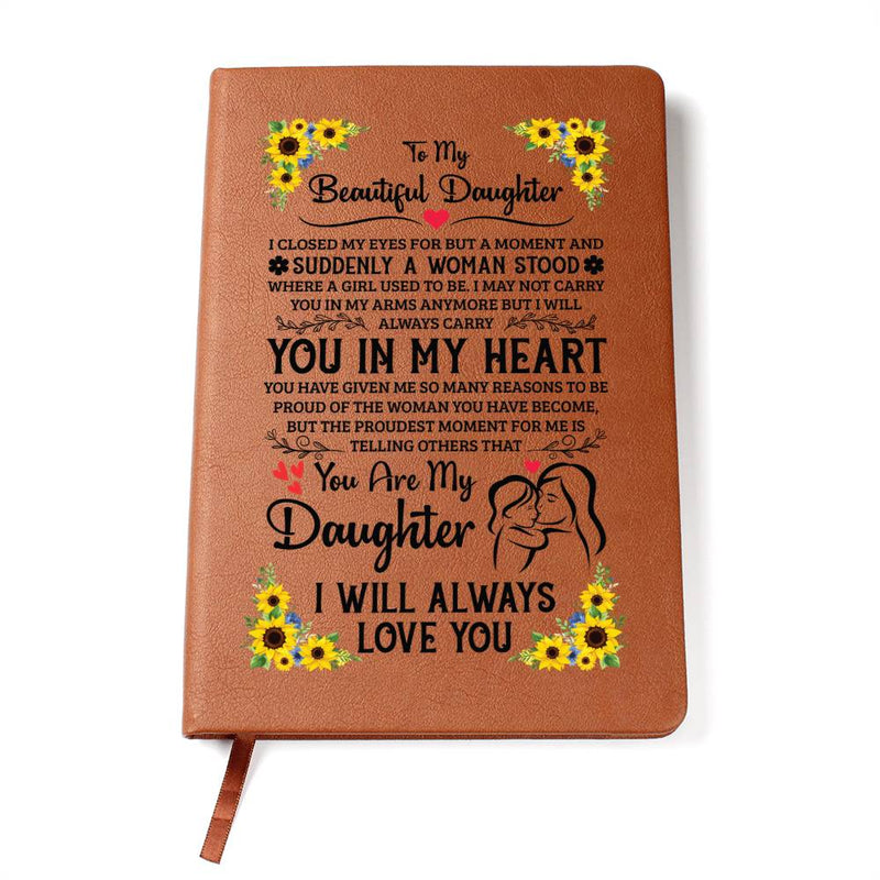 Engraved To My Daughter Proud Leather Journal, Personalized Gift