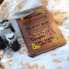 Engraved To My Daughter Proud Leather Journal, Personalized Gift