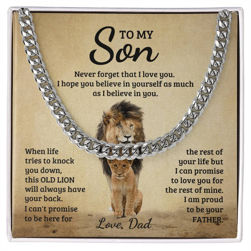 Engraved Never Forget Cuban Link Chain, Personalized Gift