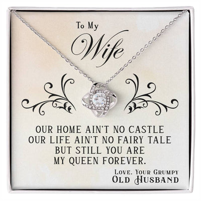 Engraved My Queen Forever Love Knot Necklace, Personalized Gift