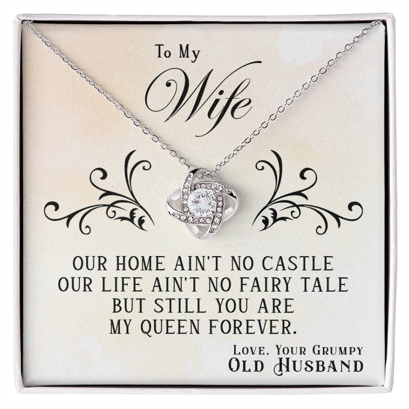 Engraved My Queen Forever Love Knot Necklace, Personalized Gift