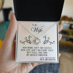 Engraved My Queen Forever Love Knot Necklace, Personalized Gift