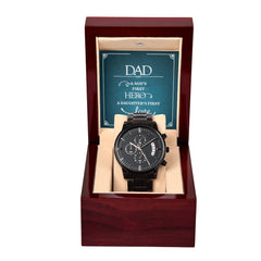 Engraved A Son's First Hero Black Chronograph Watch, Personalized Gift