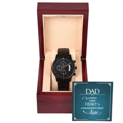 Engraved A Son's First Hero Black Chronograph Watch, Personalized Gift