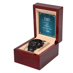 Engraved A Son's First Hero Black Chronograph Watch, Personalized Gift