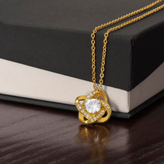 Engraved Love Knot Necklace, Personalized Gift