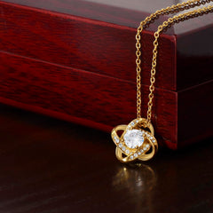 Engraved Love Knot Necklace, Personalized Gift