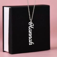 Engraved Classic Vertical Name Necklace, Personalized Gift