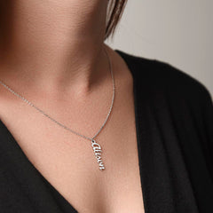 Engraved Classic Vertical Name Necklace, Personalized Gift