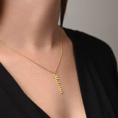 Engraved Classic Vertical Name Necklace, Personalized Gift