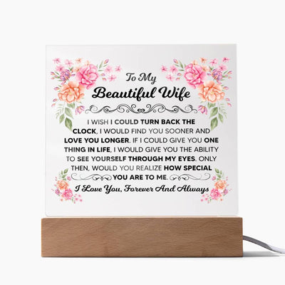 Engraved To My Beautiful Wife Acrylic Square, Personalized Gift
