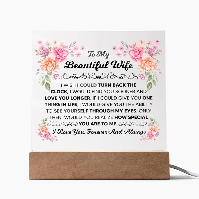 Engraved To My Beautiful Wife Acrylic Square, Personalized Gift