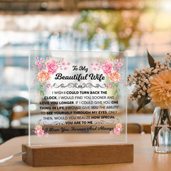 Engraved To My Beautiful Wife Acrylic Square, Personalized Gift