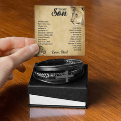 Engraved To My Son Cross Bracelet, Personalized Gift