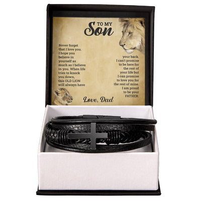 Engraved To My Son Cross Bracelet, Personalized Gift