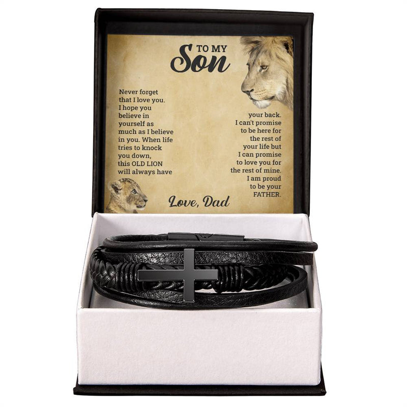 Engraved To My Son Cross Bracelet, Personalized Gift