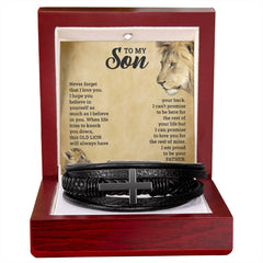 Engraved To My Son Cross Bracelet, Personalized Gift