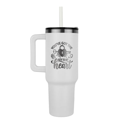 Engraved Key To My Heart Tumbler, Personalized Gift