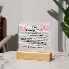 Engraved To My Beautiful Wife Acrylic Square, Personalized Gift