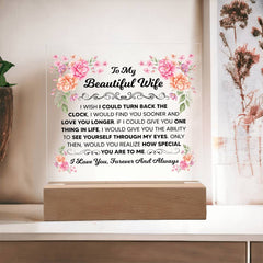 Engraved To My Beautiful Wife Acrylic Square, Personalized Gift