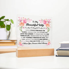 Engraved To My Beautiful Wife Acrylic Square, Personalized Gift